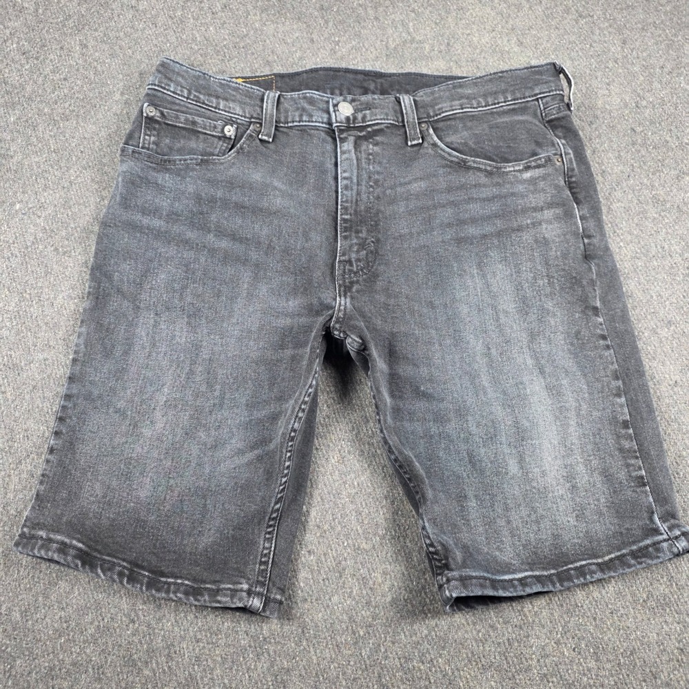 Levi's 412 Slim Fit Denim Shorts Mens 36 Black Faded Jean Shorts Cut Off Style